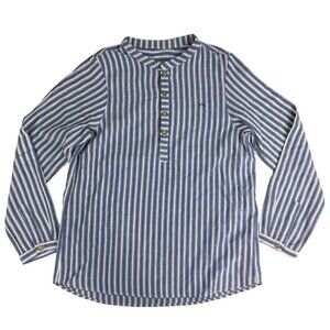Nanos Boys Sz 12 Blue Stand Up Collar Shirt